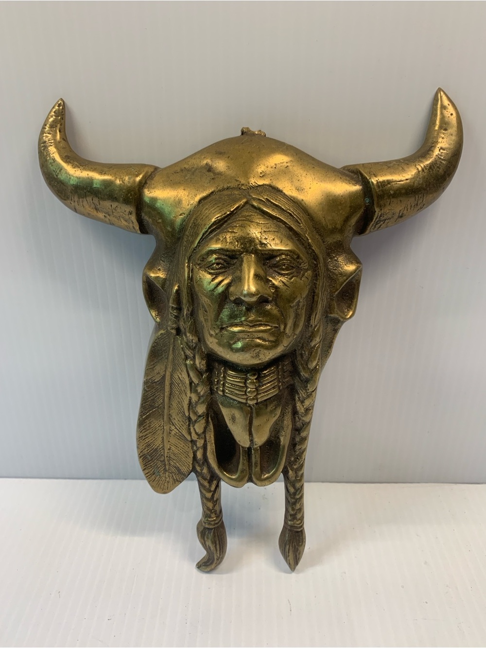 Brass-Tone Buffalo & Native Inspired Wall Art - Gold Finish
